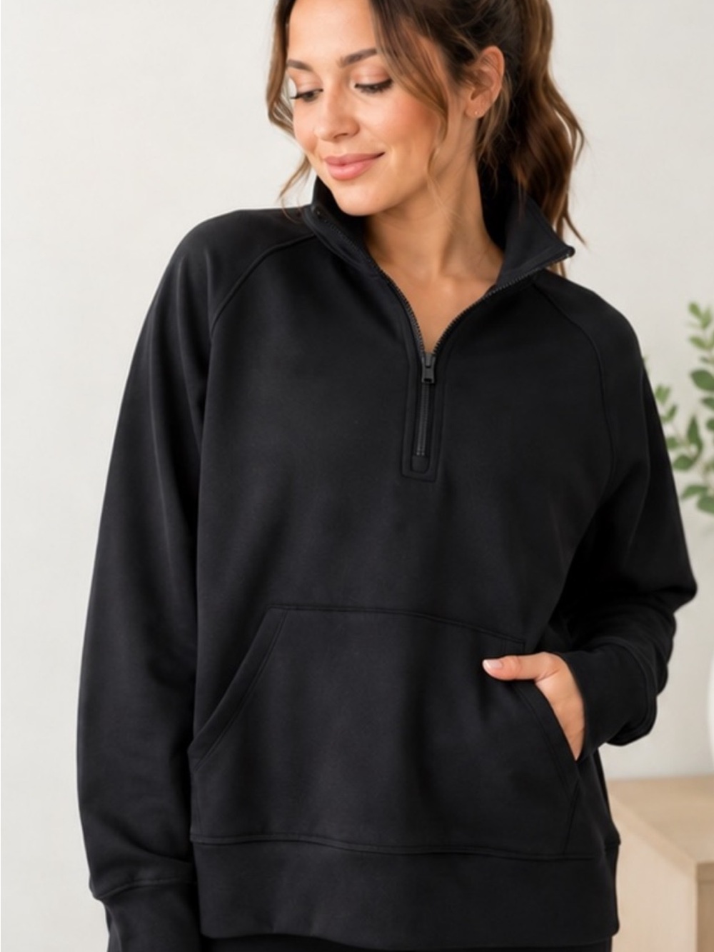 All In Motion Airy Sleek 1/2 Zip Pullover Black